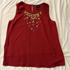 Women’s Lane Bryant Embellished Maroon Sleeveless Top, NWOT, 16